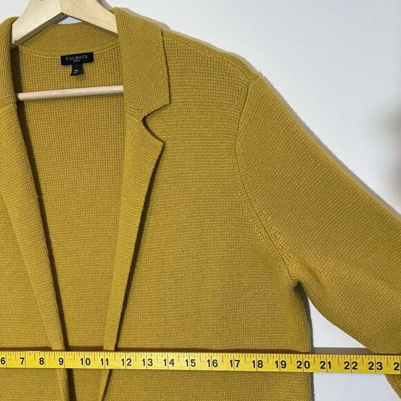Talbots Women Milano Stitch Knit Sweater Jacket Wool Blend Yellow Petite Medium - Picture 7 of 9